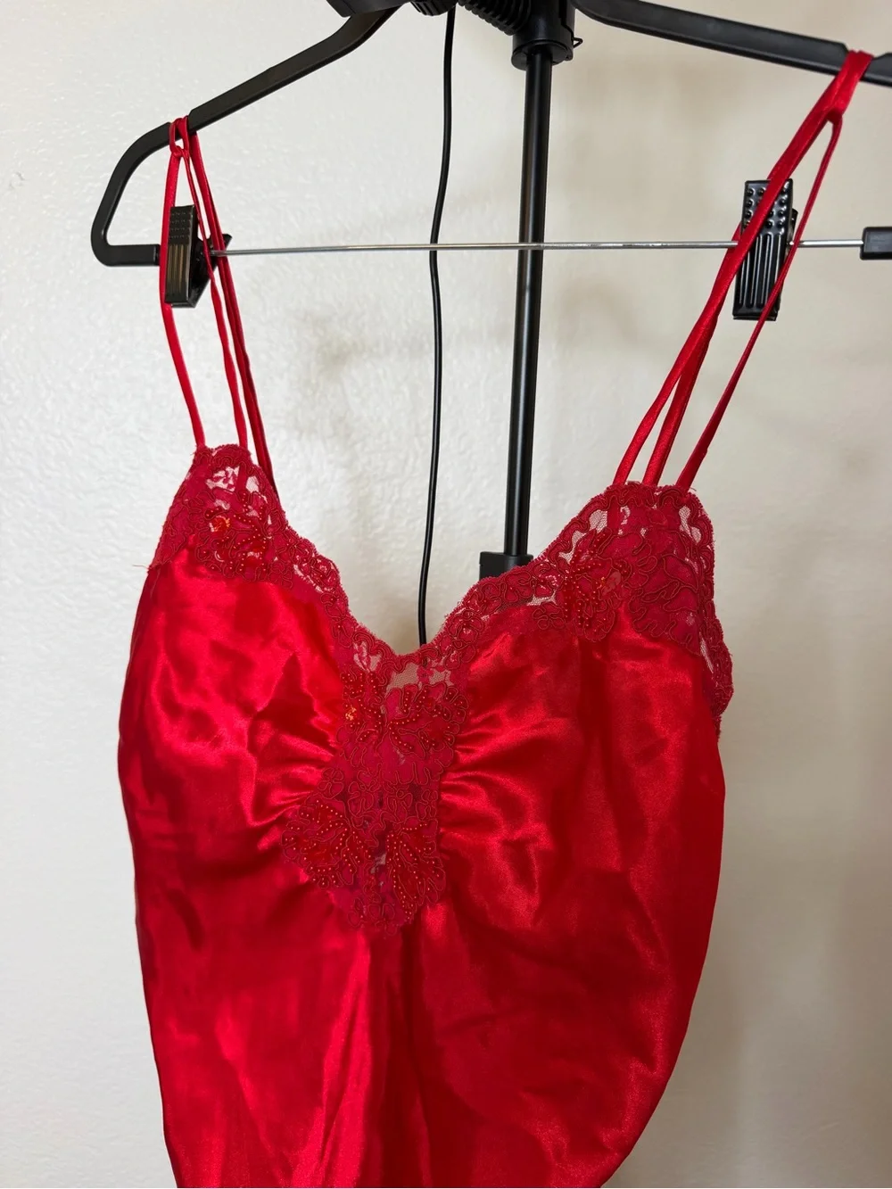 Victoria's Secret Red Satin Lace Chemise
